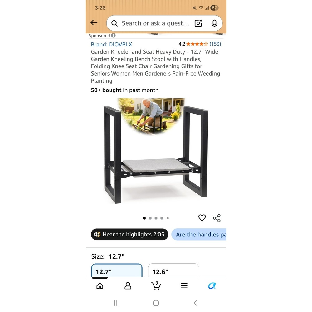 Garden Kneeling Stool Foldable, 2-in-1 Portable Kneeler and Seat with 12.6" E...